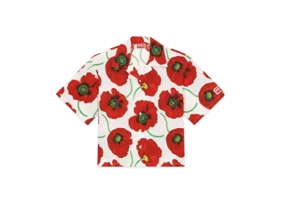 KENZO Women's 'KENZO Women's POPPY' HAWAIIAN POCKET SHIRT "White"