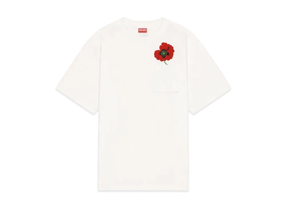 KENZO Women's 'KENZO Women's POPPY' OVERSIZE POCKET T-SHIRT "Off White"