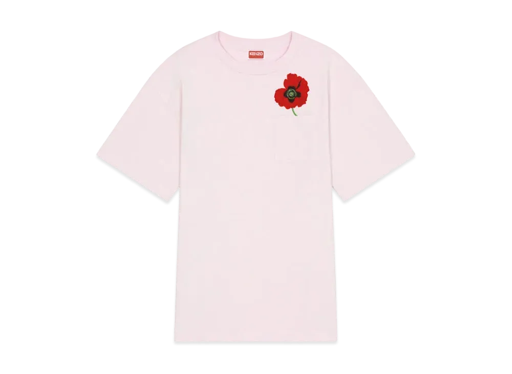 KENZO Women's 'KENZO Women's POPPY' OVERSIZE POCKET T-SHIRT "Faded Pink"