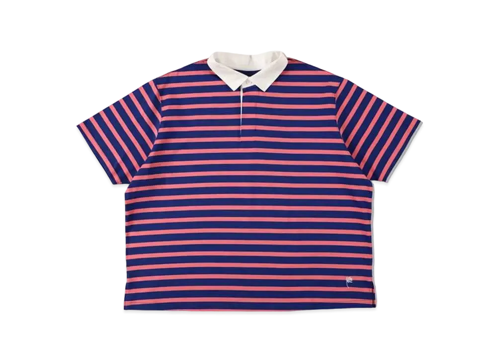 WIND AND SEA BORDER RUGBY SHIRT "Blue Pink"