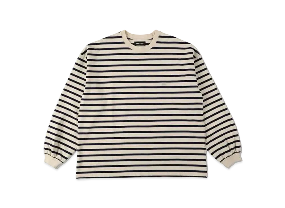 WIND AND SEA HEAVY WEIGHT BORDER L/S TEE "Ecru Navy"
