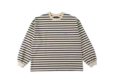 WIND AND SEA HEAVY WEIGHT BORDER L/S TEE "Ecru Navy"