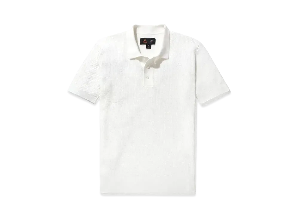 Noah Baracuta Mesh Sweater Polo "White"