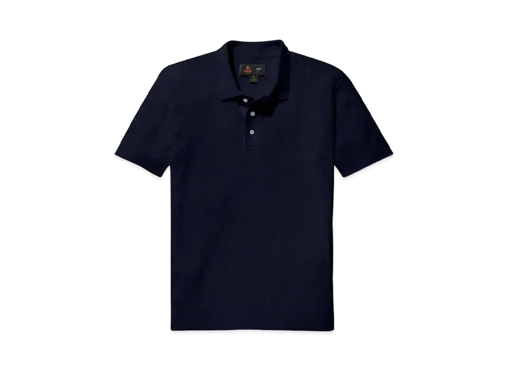 Noah Baracuta Mesh Sweater Polo "Navy"