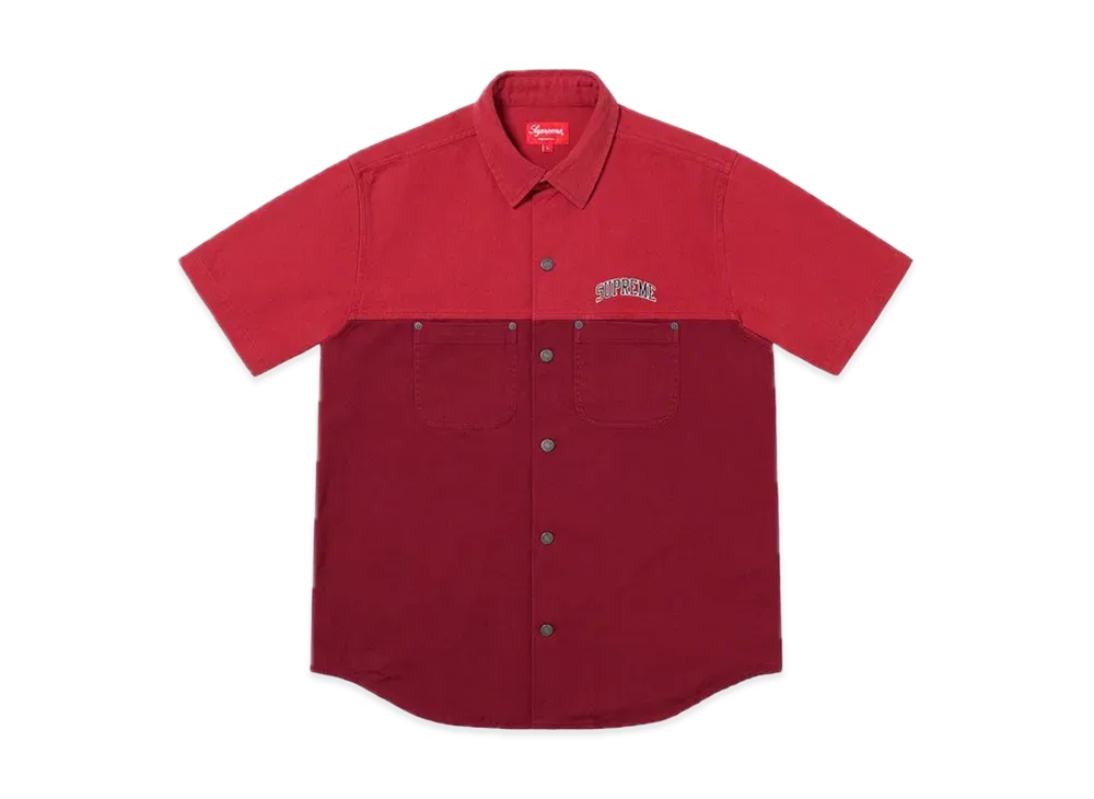Supreme 2-Tone Denim S/S Shirt "Red"