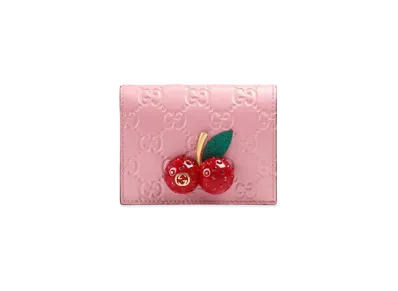 GUCCI Cherry Signature Card Case Japan Exclusive "Pink"
