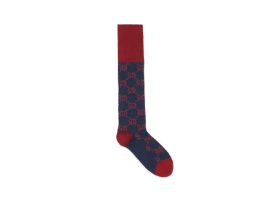 GUCCI GG Pattern Cotton Blend Socks "Navy"