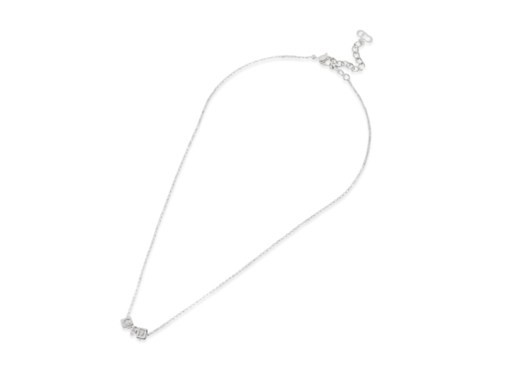 ディオール CD ロゴ キューブ ネックレス "シルバー"