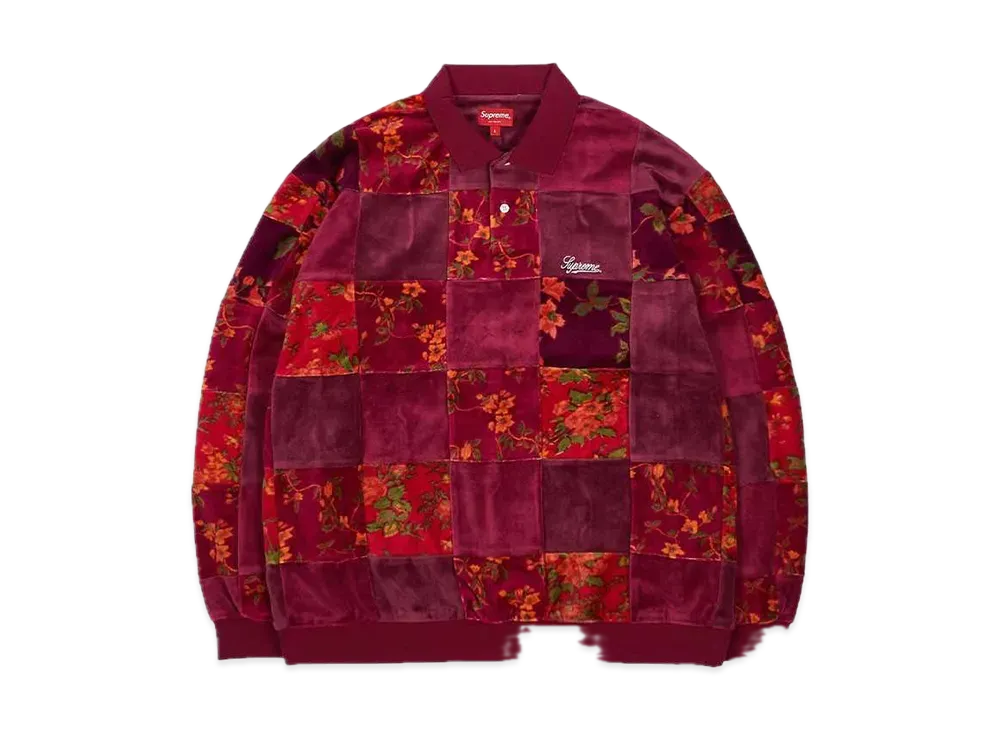 Supreme Floral Patchwork Velour L/S Polo 