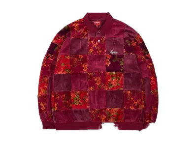 Supreme Floral Patchwork Velour L/S Polo "Cardinal"