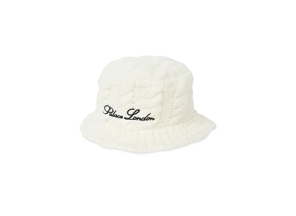 PALACE CABLE KNIT BUCKET HAT "White"