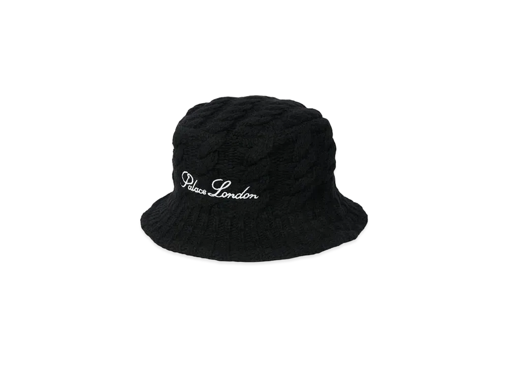 PALACE CABLE KNIT BUCKET HAT "Black"