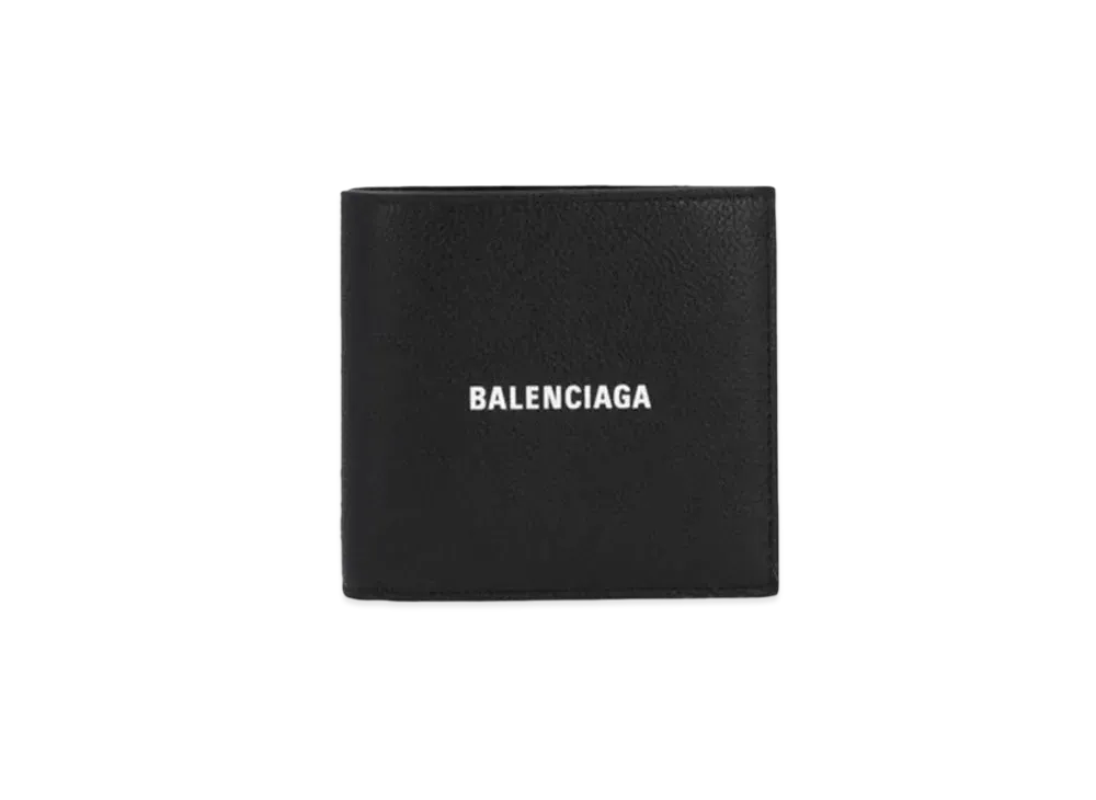 BALENCIAGA Cash Square Folded Wallet Grained Calfskin "Black/White"