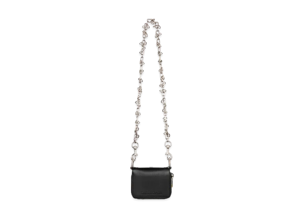 バレンシアガ メンズ ボンデージ バイホールド コンパクト ウォレット ウィズ チェイン"ブラック" 65559214O1Y1000