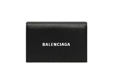 BALENCIAGA Cash Mini Wallet Grained Calfskin "Black/White"