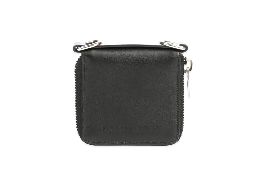 BALENCIAGA Men's Bondage Zip Around Square Wallet "Black"