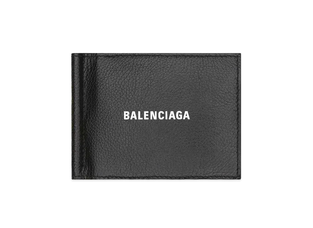 BALENCIAGA Cash Folded Card Holder With Bill Clip "Black/White"