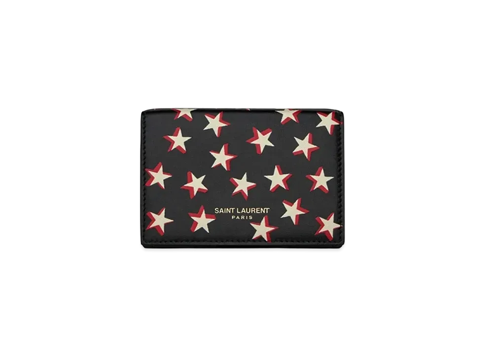 Saint Laurent Star Print Tiny Wallet "Black"