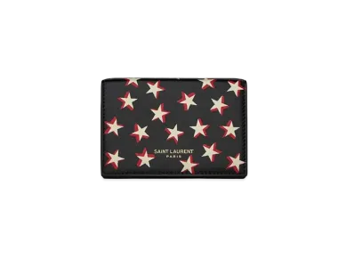 Saint Laurent Star Print Tiny Wallet "Black"