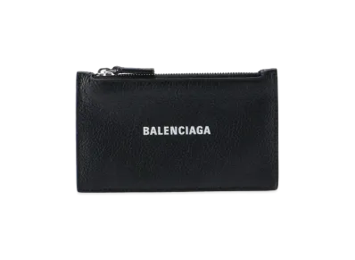 BALENCIAGA Men's Cash Long Coin And Card Holder Grained Calfskin "Black"