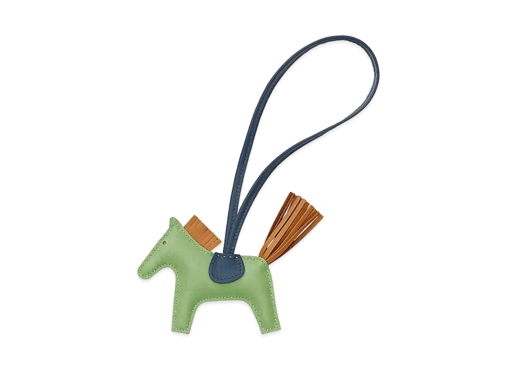 Hermes Rodeo PM Charm "Vert Criquet/Sesame/Bleu Malte"