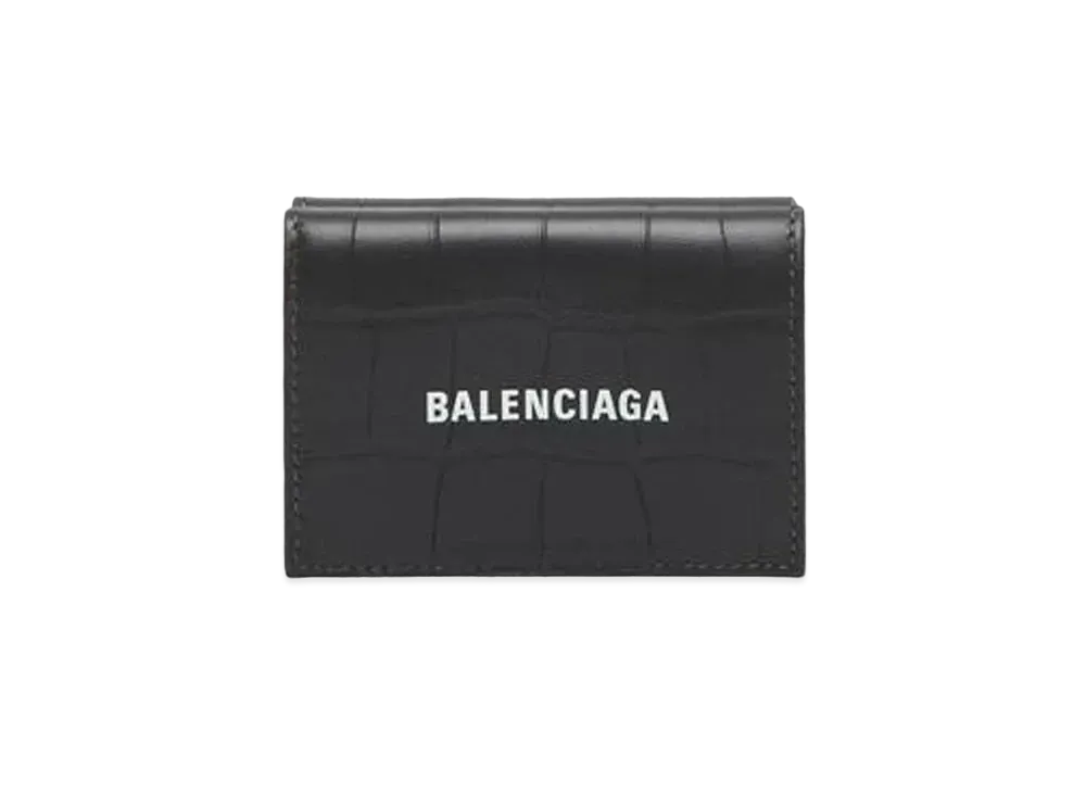バレンシアガ キャッシュ ミニ ウォレット マット クロコダイル型押しカーフスキン "ブラック" 5943121ROP31309