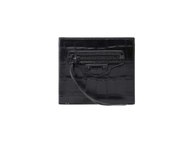 BALENCIAGA Men's Neo Classic Square Fold Coin Wallet "Black"