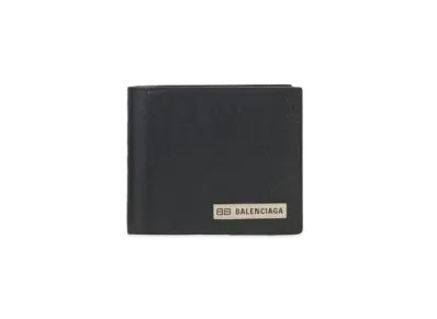 BALENCIAGA Men's Plate Squared Folded Wallet "Black"
