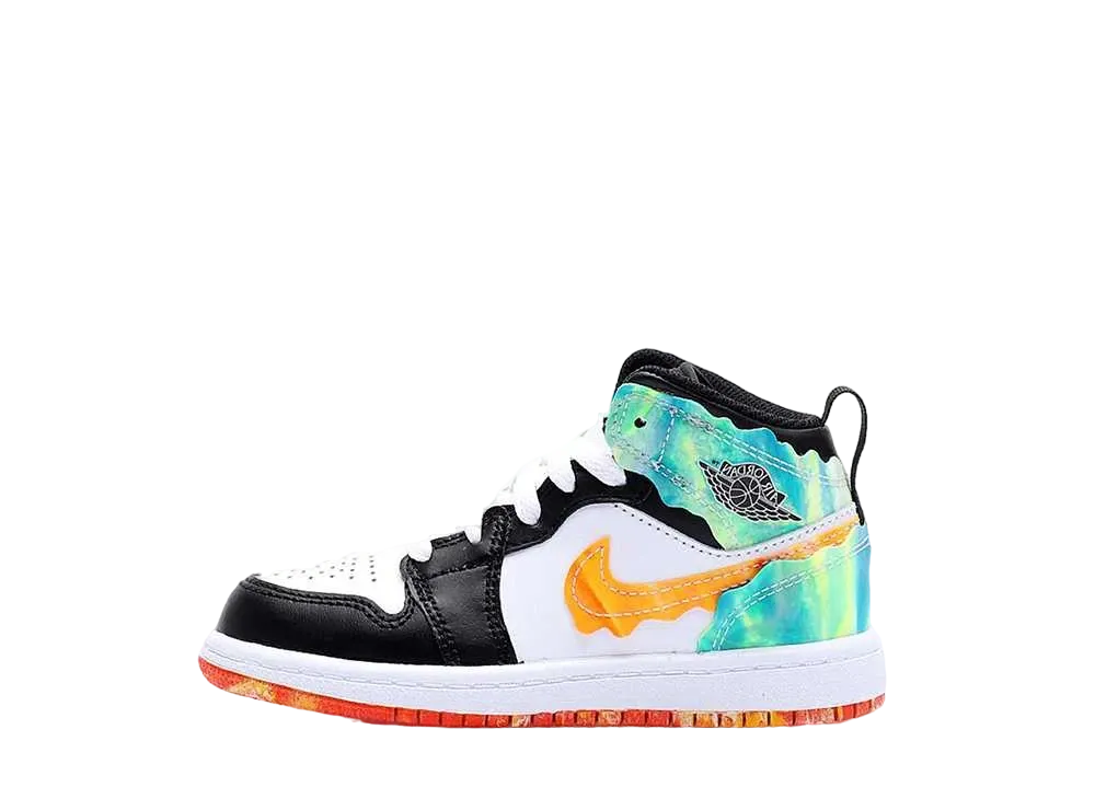 ナイキ PS エアジョーダン1 ミッド SE ウェイビー "ブラック/ホワイト ターム オレンジ カムクワット"(キッズ)