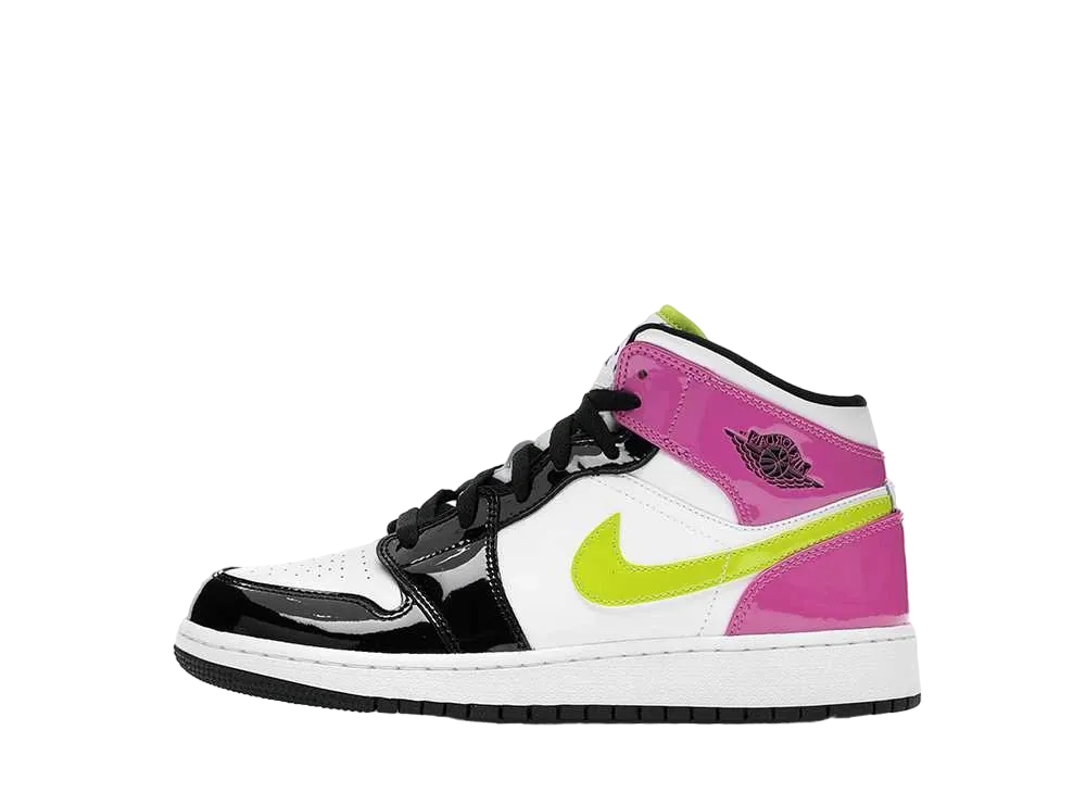 ナイキ GS エアジョーダン1 ミッド "ホワイト ブラック シルバー ピンク"