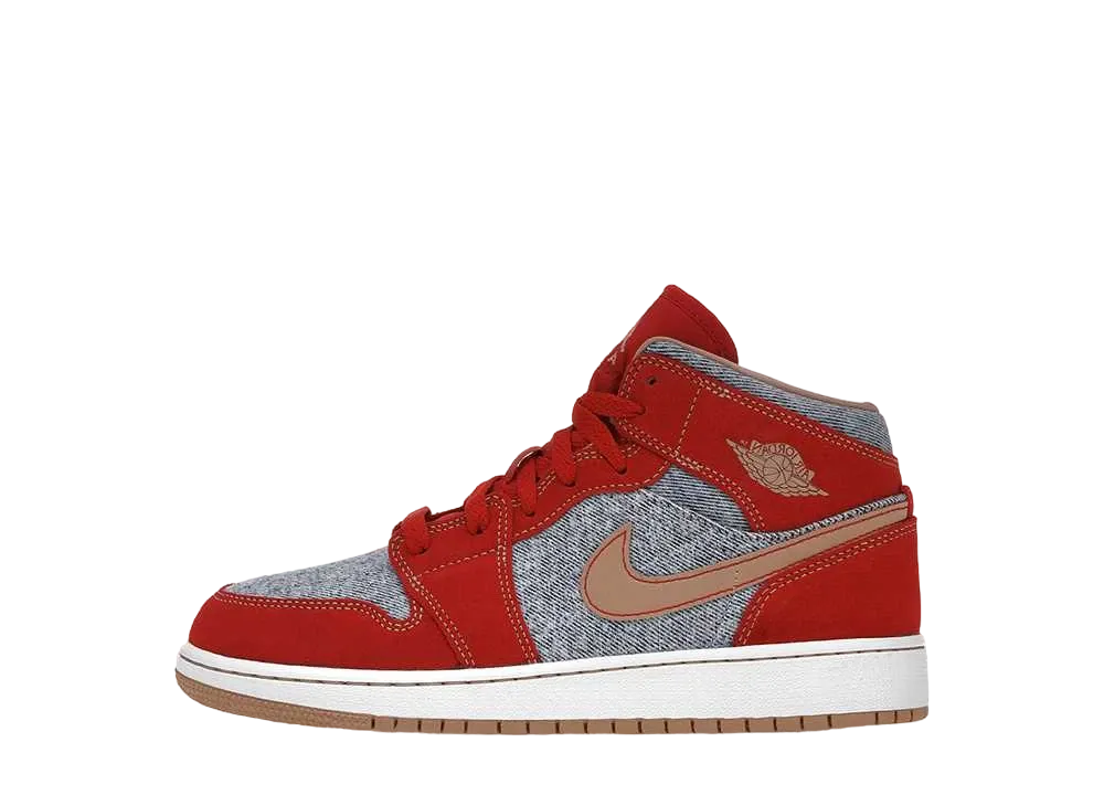 ナイキ GS エアジョーダン1 ミッド "デニム レッド"