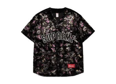 Supreme Floral Velour Baseball Jersey "Black"
