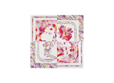 Hermes Marble Silk Brides De Gala Scarf 90 "Rose/Ivoire/Multicolor"