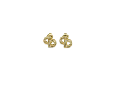 Dior CD Logo Rhinestone Earring "Gold"