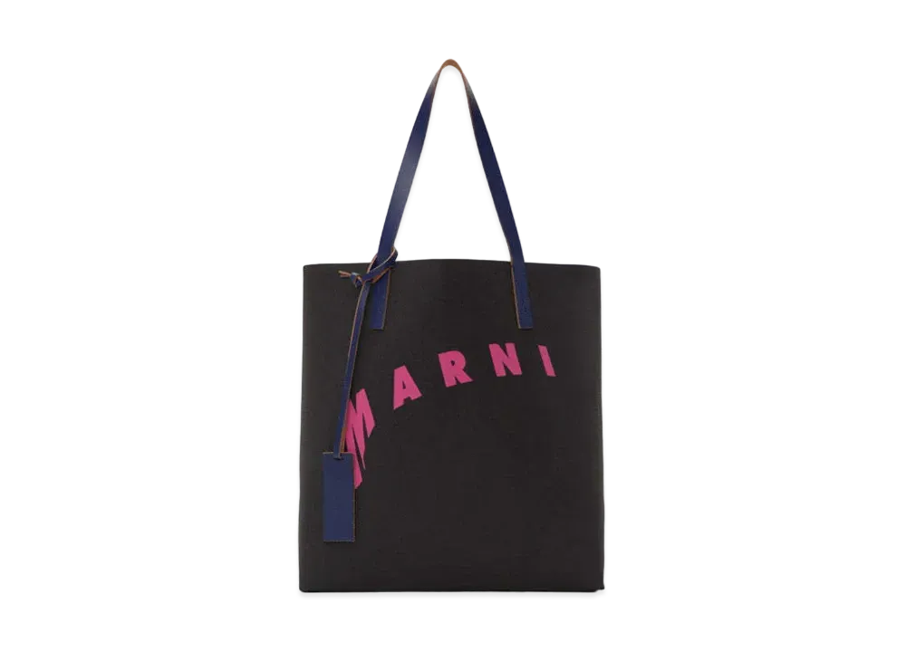 Marni Shopping Bag In Cellulose With Distorted Marni Logo "Black"