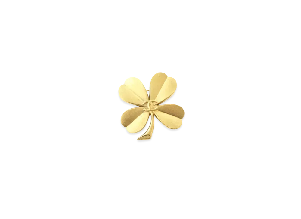 CHANEL Coco Mark Clover Brooch "Gold"