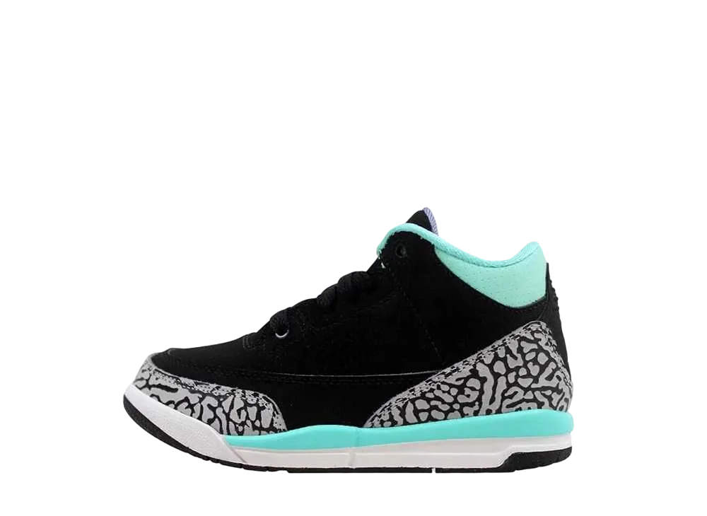 ナイキ PS エアジョーダン3 レトロ "ブラック アイアン パープル ブリーチド ターコイズ"(キッズ)