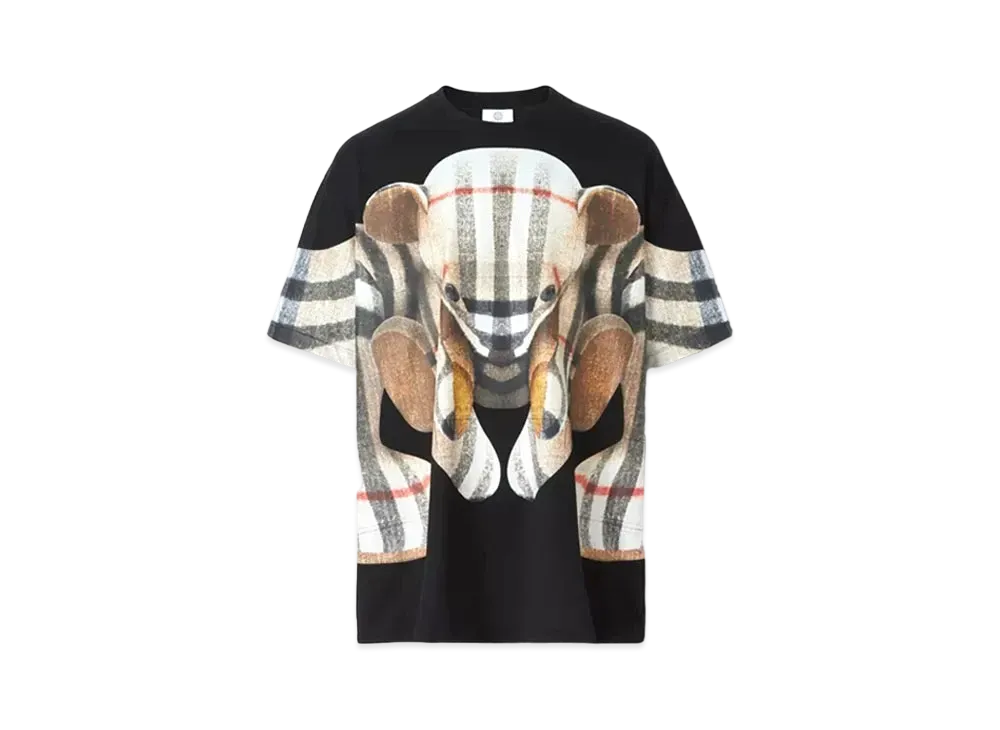 バーバリー トーマスベアプリント コットン オーバーサイズTシャツ "ブラック" 80495681