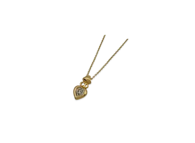Dior CD Logo Rhinestone Heart Necklace "Gold"