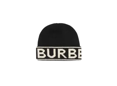 Burberry Logo Intarsia Cashmere Beanie "Black"