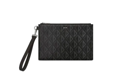 Dior A5 POUCH CD Diamond Canvas "Black"