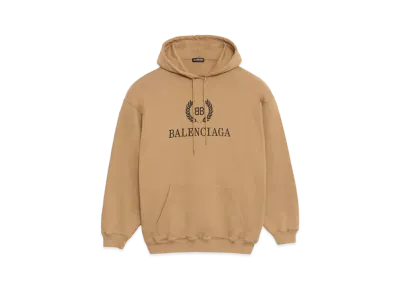 BALENCIAGA BB Logo Print Hoodie "Beige"