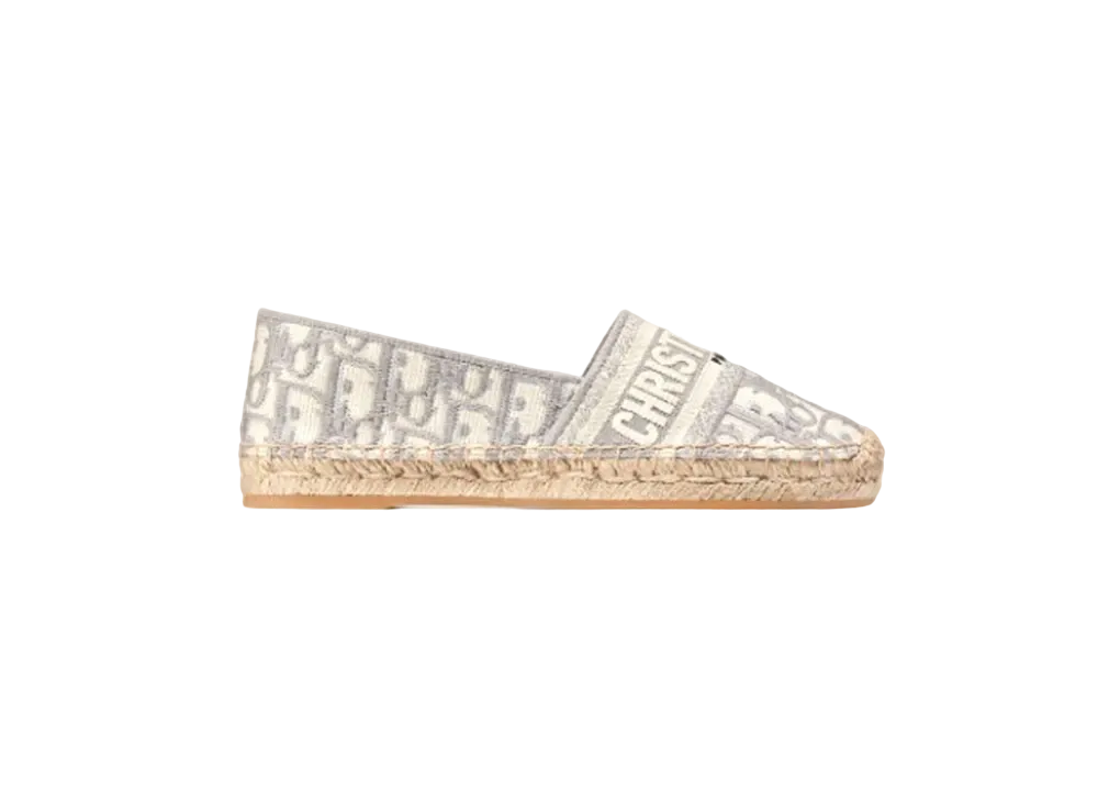 Dior Women's Granville Espadrille Dior Oblique Embroidered Cotton "Gray"