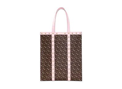Burberry Monogram Print E Canvas Portrait Tote Bag "Pink"