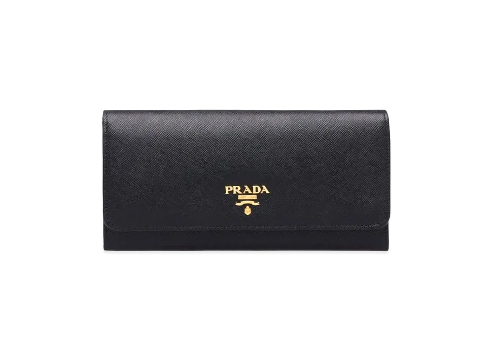 PRADA Large Saffiano Leather Wallet "Black"