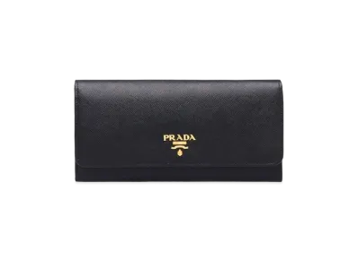 PRADA Large Saffiano Leather Wallet "Black"