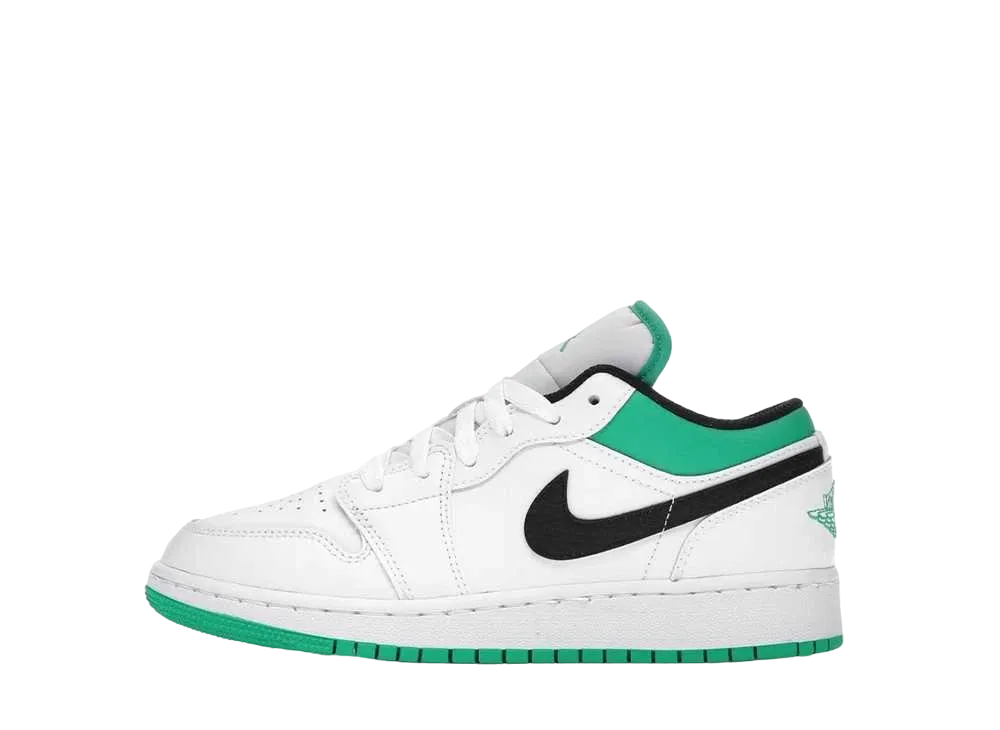 ナイキ GS エアジョーダン1 ロー "ホワイト/ラッキー グリーン タンブル レザー"
