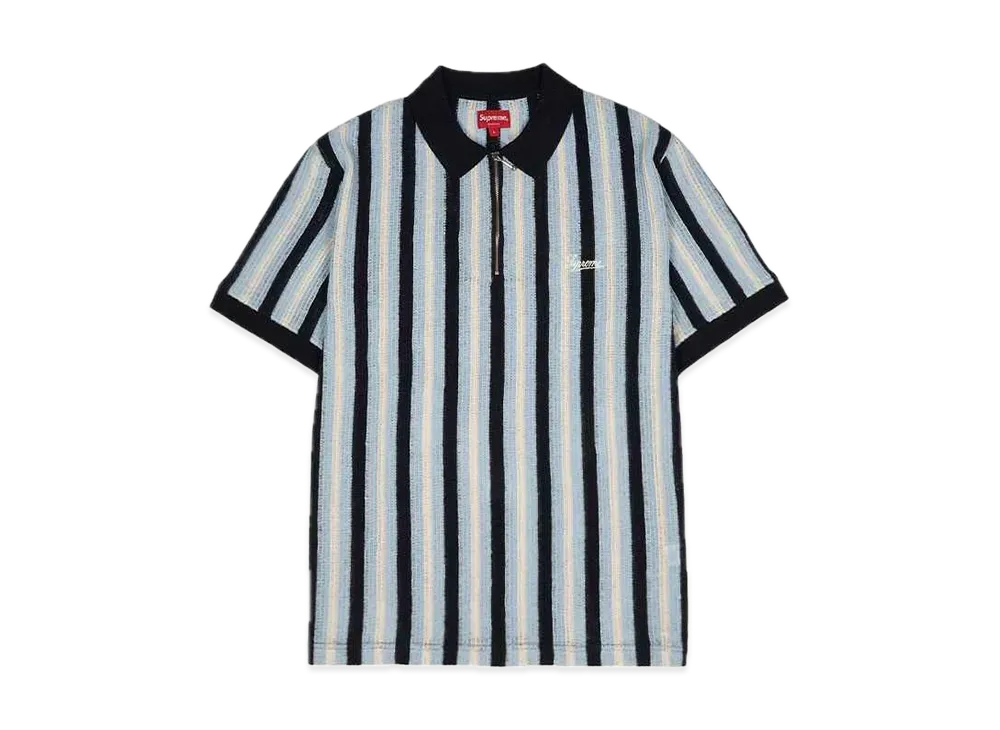 Supreme Open Knit Stripe Zip Polo "Navy"