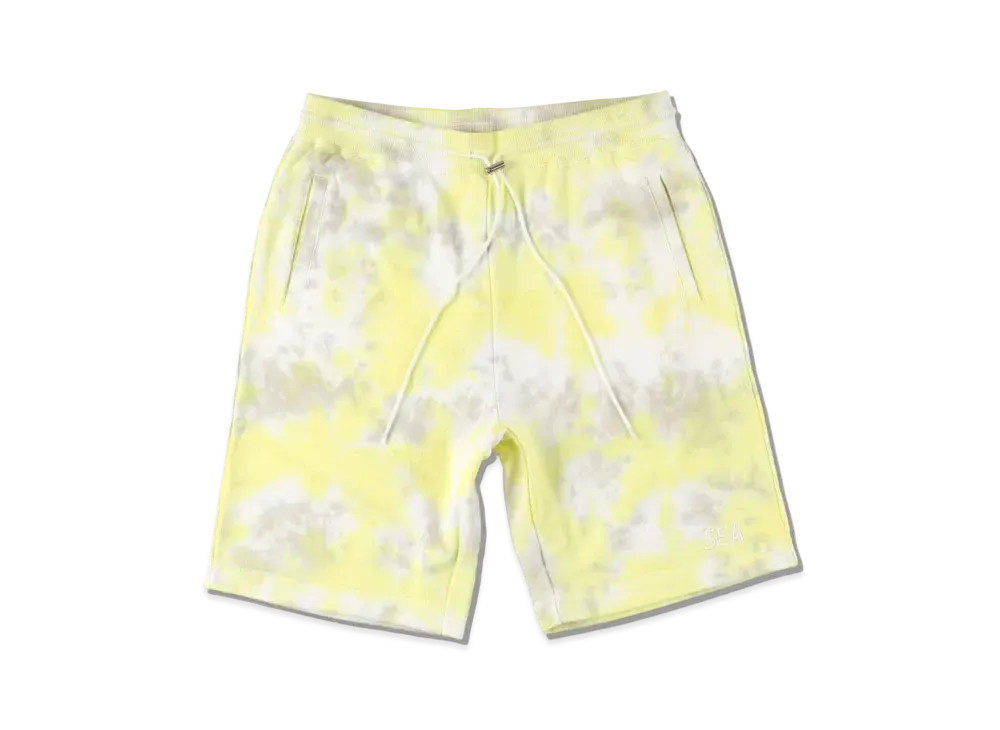WIND AND SEA WDS TIE-DYE SWEAT SHORTS "Lime Yellow"