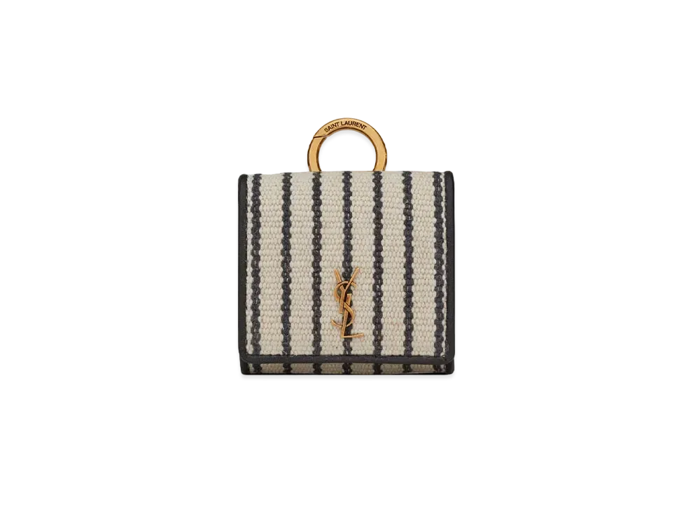 Saint Laurent AirPods Pro Holder (Canvas & Smooth Leather) "Cream"